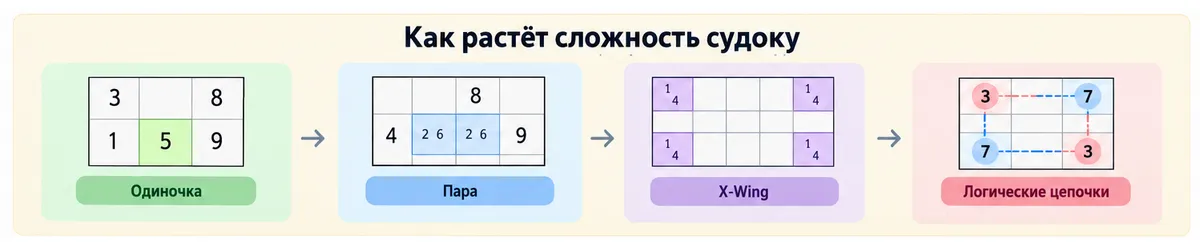 Как растет сложность судоку